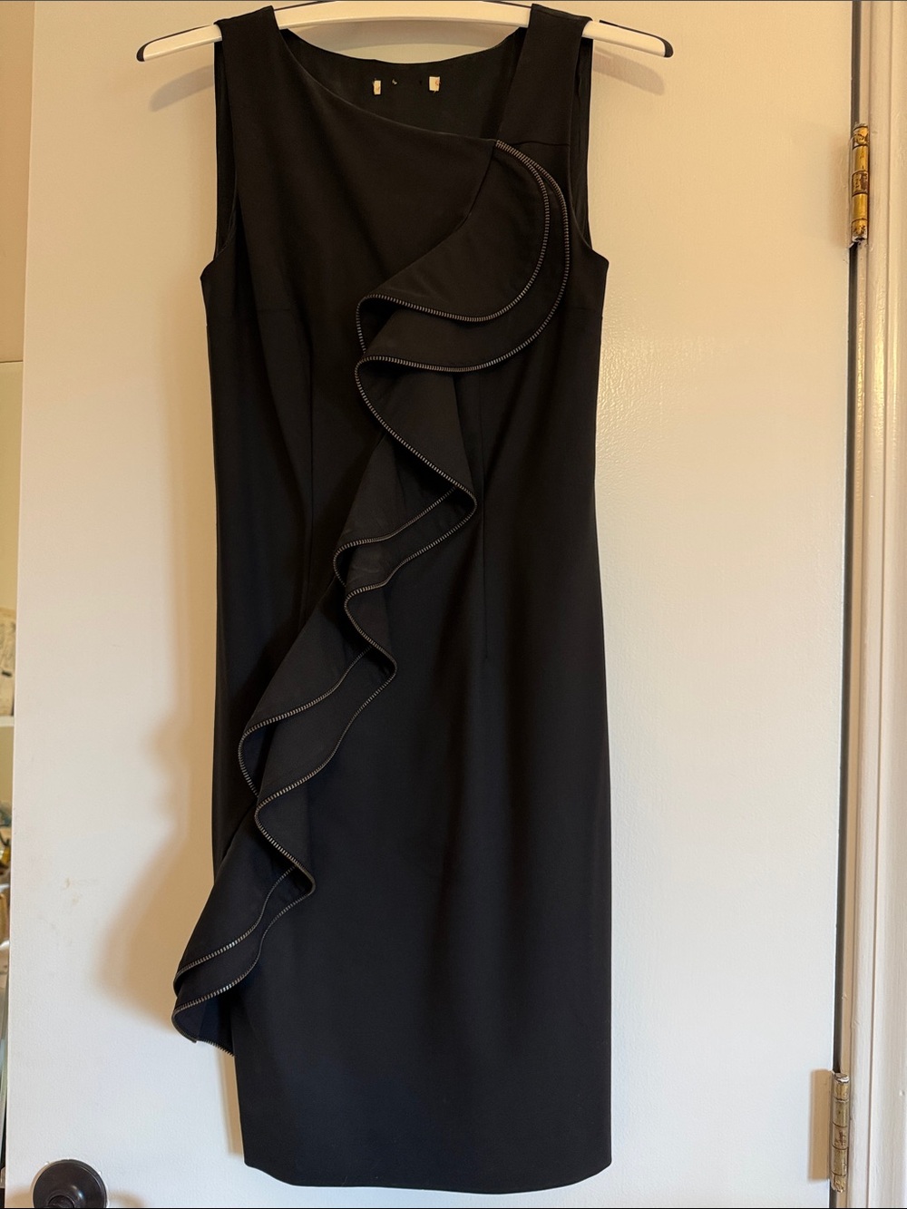 Classic Black Ruffle Sheath Dress